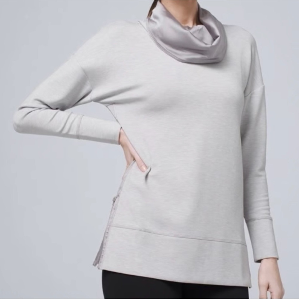 White House Black Market Gray Cowl Neck Sweatshirt